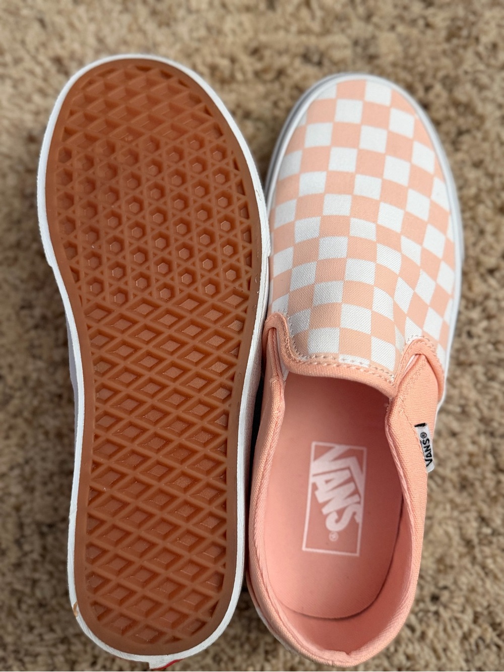 Vans Asher Checkerboard Tropical Peach Classic Slip-On Sneakers - Picture 2 of 7